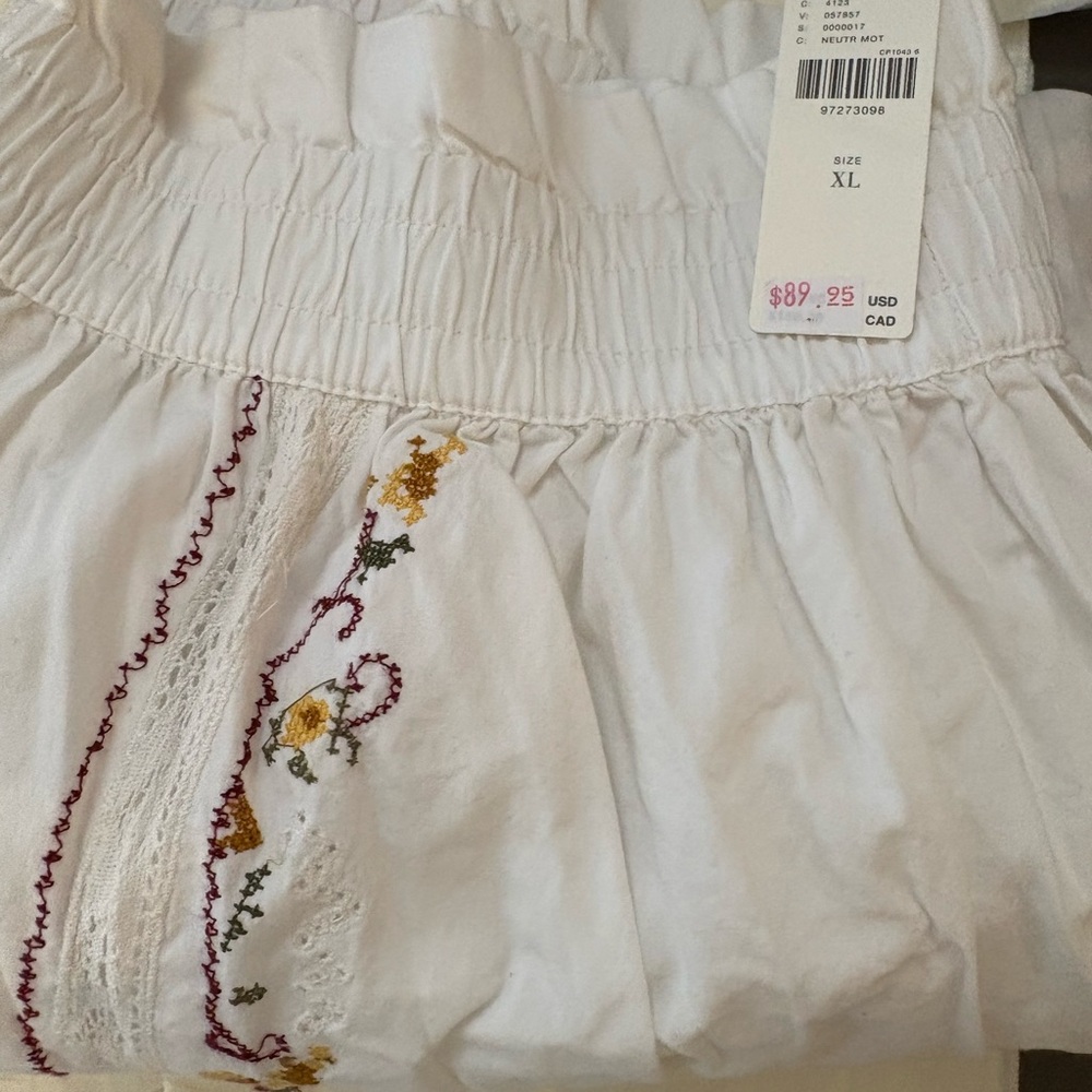 Anthropologie White Embroidered Culottes divided cotton skirt NEW size XL 1X #99